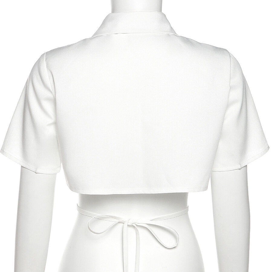 Weird Puss Áo Croptop Tay Ngắn Cổ Polo Dáng Ôm Cột Dây Thời Trang Cho Nữ