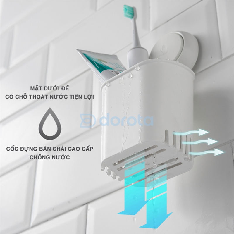 Cốc đựng bàn chải đánh răng cao cấp DOROTA công nghệ hút chân không để đồ nhà bếp AW562