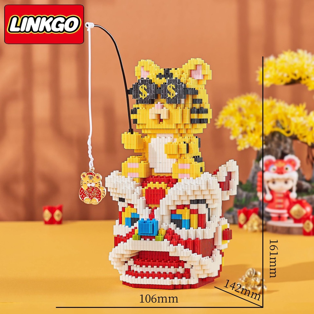Lắp ráp mô hình lego Linkgo các nhân vật mèo thần tài