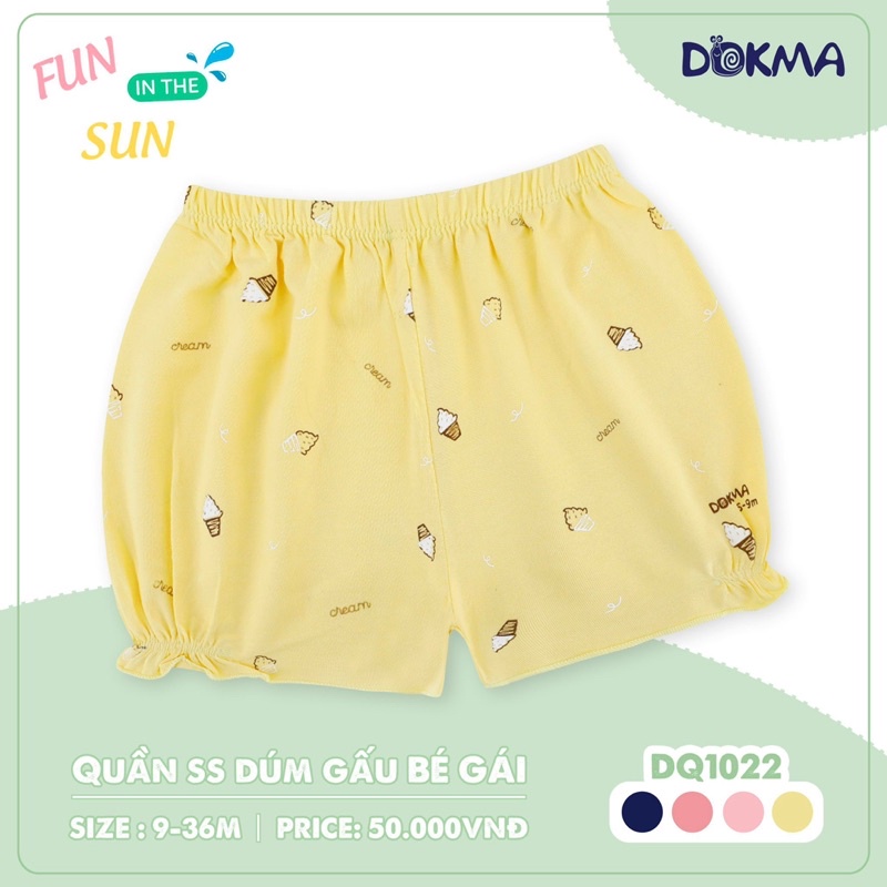Quần đùi sơ sinh dúm gấu Bé Gái Dokma DQ1022 2023 (Sz 9-36M)