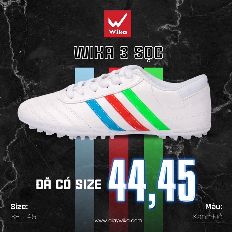Giầy bóng đá phủi WIKA 3 sọc CT3 chính hãng đế thấp TF