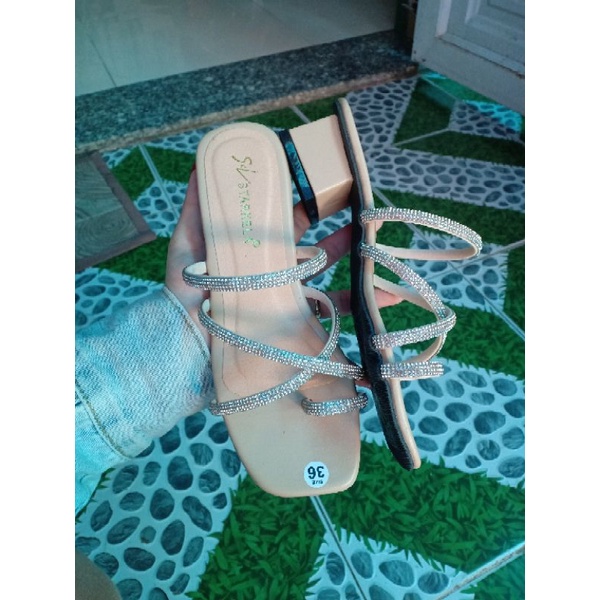 Giày dép gót 3 phân nữ chéo xoàn xỏ ngón siêu cute big size 35 _45