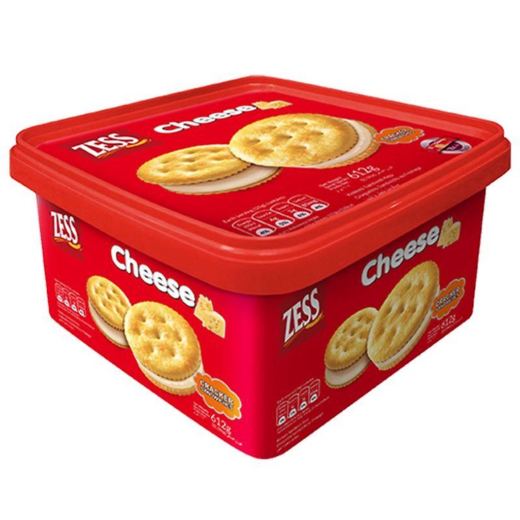Bánh Cracker Nhân Phô Mai Zess Hộp nhựa 612G (18 Gói x 34G) - Malaysia