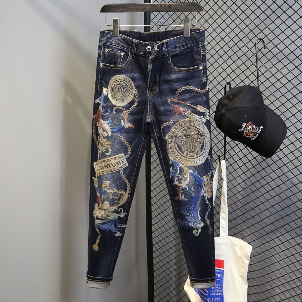 Quần Jeans Dài In Họa Tiết Graffiti Thời Trang Thu Đông Phong Cách Đường Phố Mới Cho Nam
