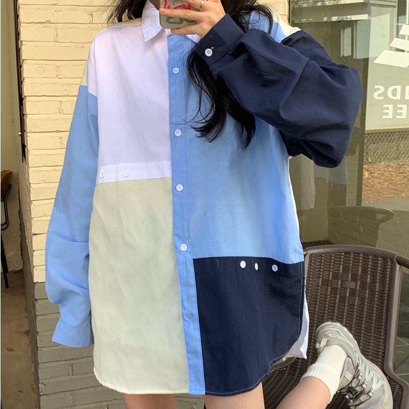 Áo sơ mi SUXI cổ bẻ dáng rộng thời trang mùa xuân cho nữ
