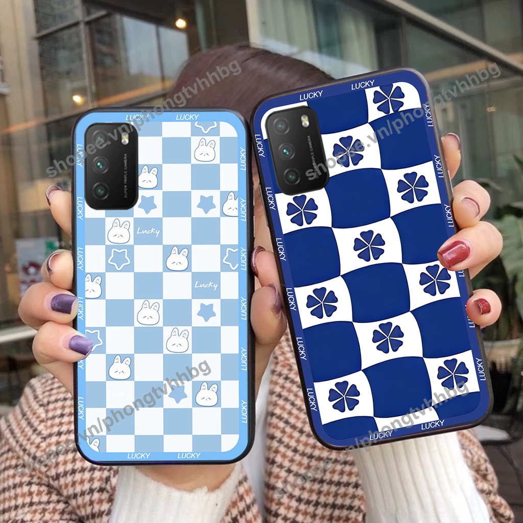 Ốp lưng Xiaomi Redmi 9T / Poco M3 / Poco X3 caro mẫu hoa trắng đen cực đẹp cute giá rẻ