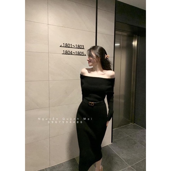 VÁY LEN BODY DÀI TAY QC TRỄ VAI