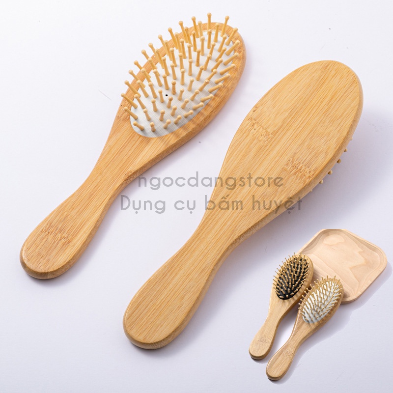 Lược gỗ mát xa đầu chải tóc chải rối chống tĩnh điện