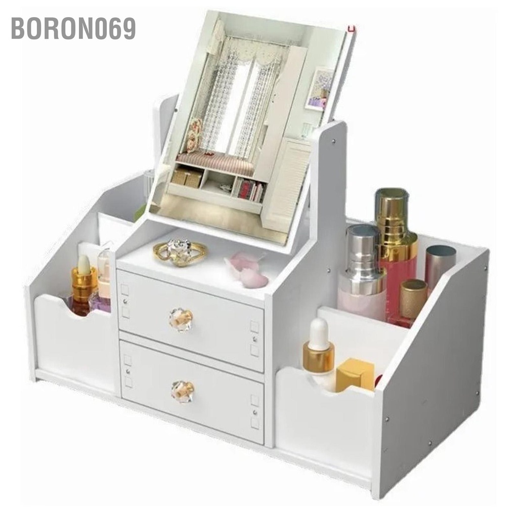 Hộp Đựng Mỹ Phẩm Bằng Nhựa Có Ngăn Kéo Dung Tích Lớn Kèm Gương Tiện Dụng