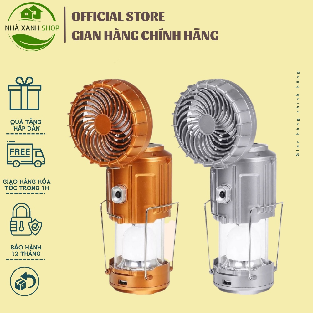 Đèn bão camping năng lượng mặt trời 3in1, đèn pin kiêm quạt mini, sạc dự phòng, công nghệ chống nước, bảo hành 12 tháng