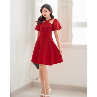 Đầm bigsize đan dây chéo tay phồng xinh duyên dáng ( Thời trang Vicky G - Anitagreen ) HN0223