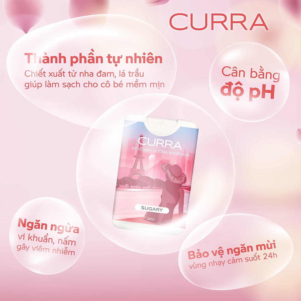 Dung dịch vệ sinh phụ nữ Curra an toàn lành tính phù hợp cho mọi loại da nhạy cảm làm sạch sâu bên trong