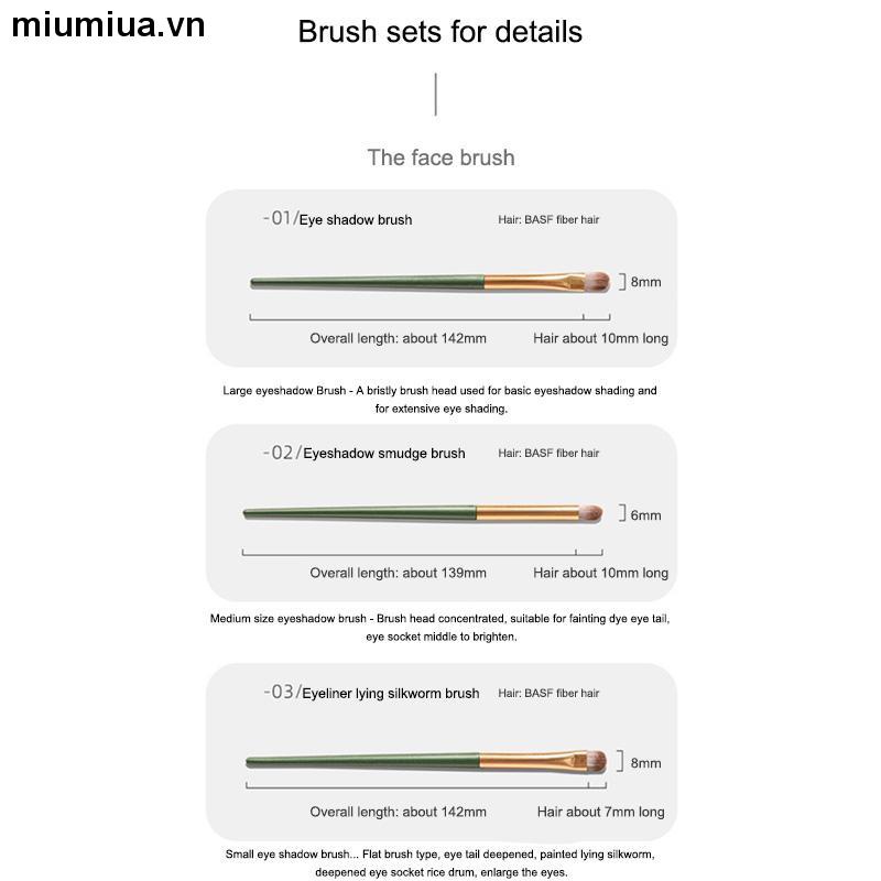miumiuaSet 3 Chiếc Chổi Cọ Đánh Phấn Mắt Chuyên Nghiệp Dành Cho Người Mới Bắt Đầu