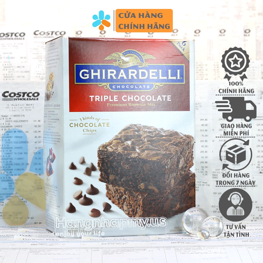Bột Socola cao cấp Ghirardelli Triple Chocolate Premium Brownie Mix 3.4kg