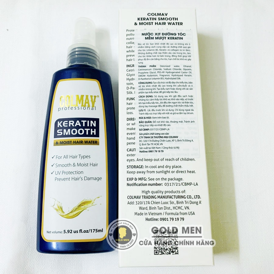 Xịt dưỡng tóc Colmav Keratin Smooth & Moist Hair Water