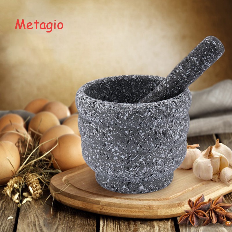 Bộ Chày Cối Giã Gia Vị Và Chày Giã Gia Vị Bằng Đá Granite Trơn Metagio Sử Dụng Tại Nhà