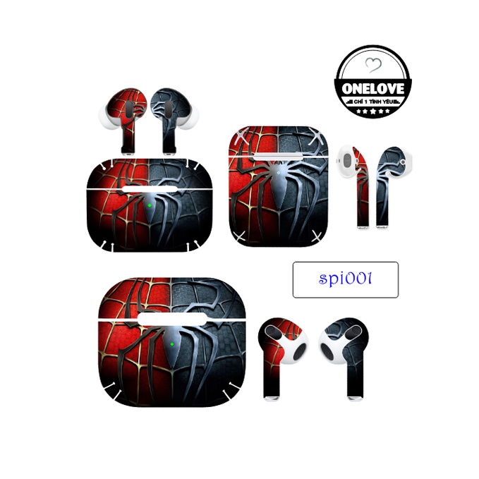Skin dán cho Airpods 2 / 3/ Pro / Pro 2 mẫu SpiderMan in hình theo yêu cầu