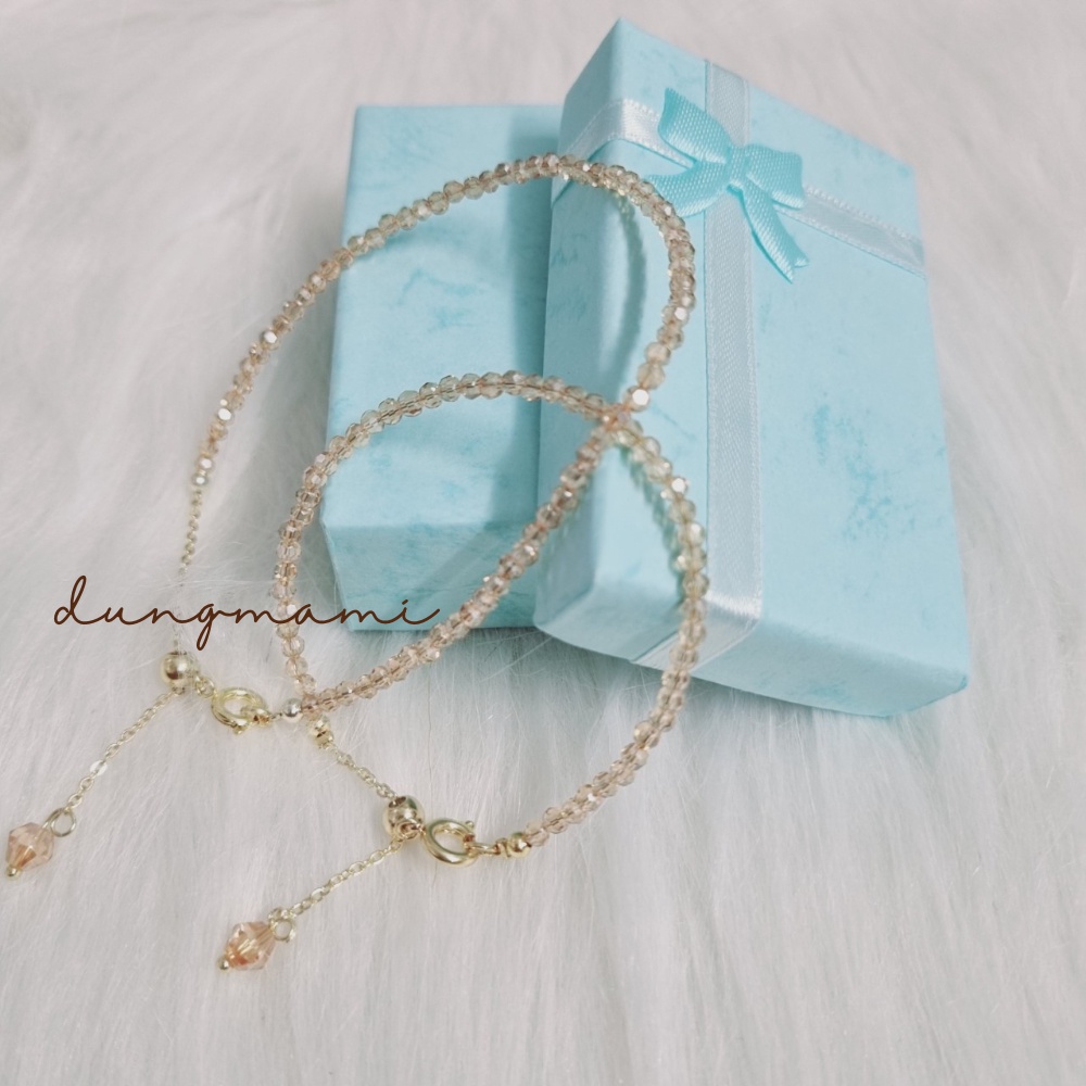 Bộ vòng tay, lắc chân bằng đá pha lê trong suốt điệu đà nữ tính JR_0607C