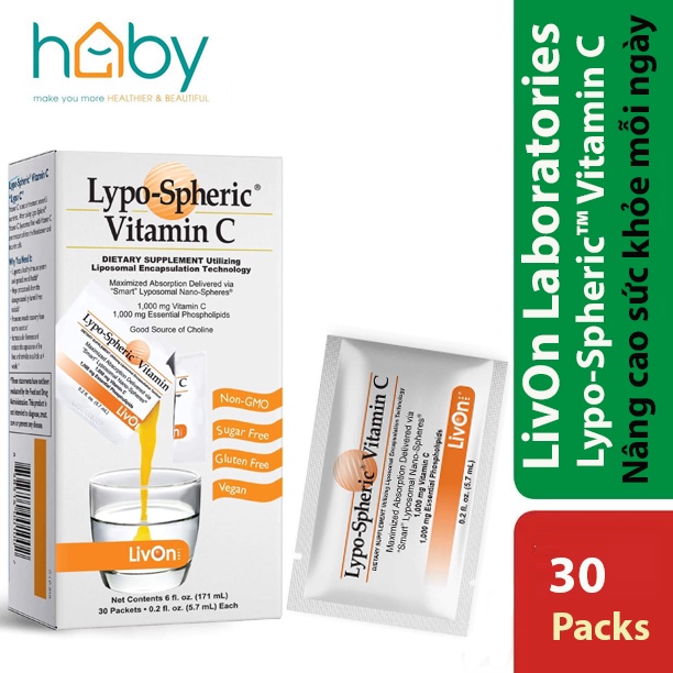 Chống lão hóa da | LivOn Laboratories Lypo-Spheric™ Vitamin C -- 1000 mg - 30 gói Tăng sức đề kháng.