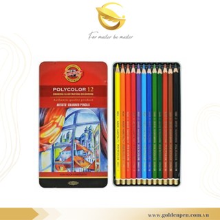 [HÀNG CHÍNH HÃNG] Chì Màu Ký Họa Koh I Noor Polycolor Thân Lục Giác - Hộp Sắt