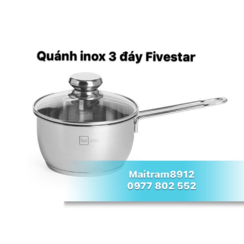 Nồi/Quánh Inox 3 Đáy Five Star (Fivestar) 12 cm/14 cm/16 cm/18 cm (loại chống dính và loại không chống dính)