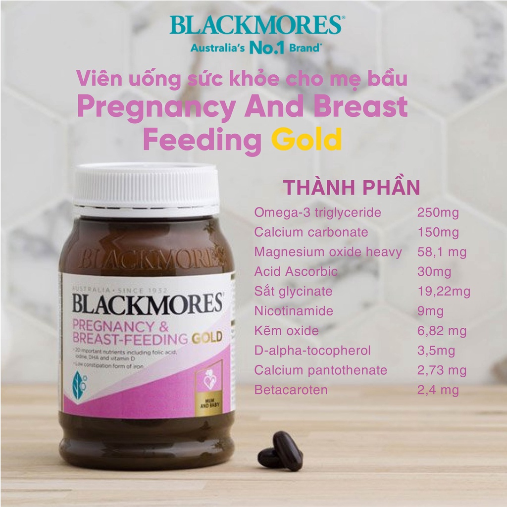 Vitamin tổng hợp cho bà bầu Pregnancy And Breast Feeding Gold Blackmores Úc 60 viên