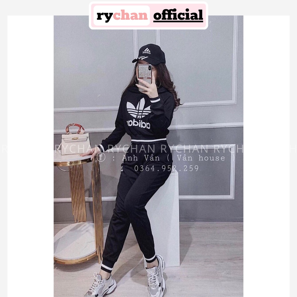 [Kèm Hình Thật] Set Thể Thao Spotty Croptop Hoodie Và Quần Jogger Vải Mịn Co Dãn Thấm Hút Mồ Hôi - SE112