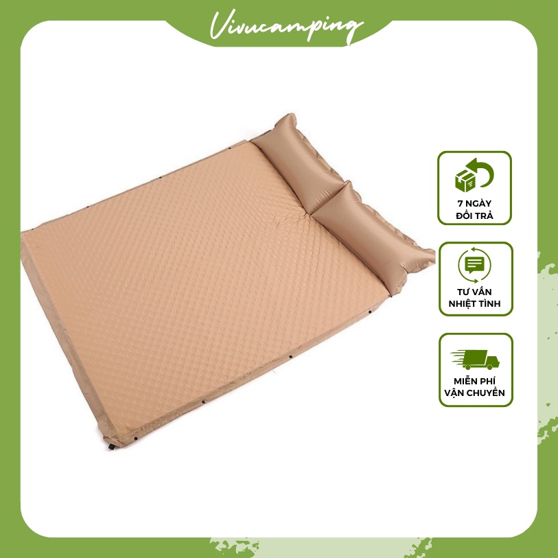 Đệm Hơi Dã Ngoại Tự Phồng Dày 5cm Kèm Gối, Nệm Cơ Chế Tự Bơm Hơi Du Lịch Cắm Trại Tiện Lợi Hàng Chính Hãng Vivucamping