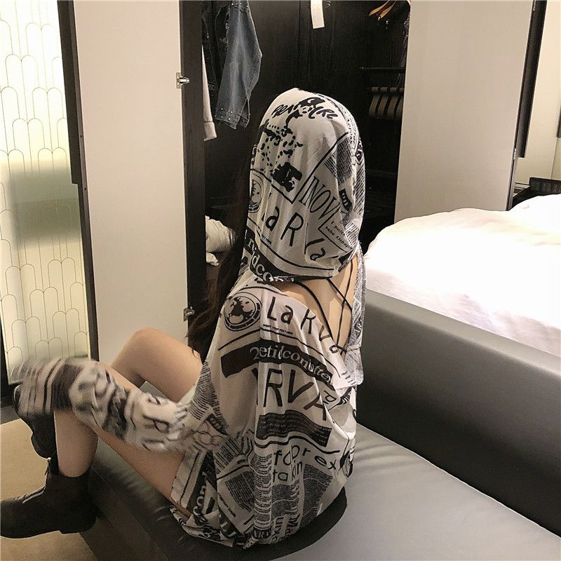 Áo Hoodie Chống Nắng Tay Dài Dáng Rộng Thời Trang Mùa Hè