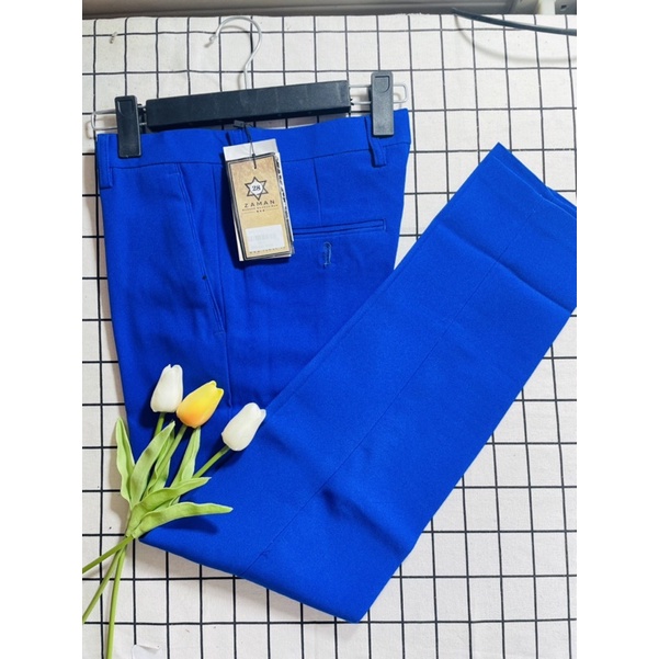 Quần tây nam màu xanh coban vải không nhăn k xù, không bai màu