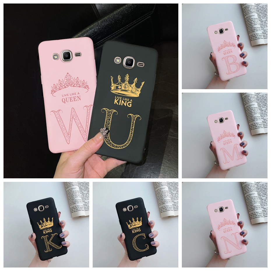 Ốp Điện Thoại Silicon Mềm Đen Họa Tiết Vương Miện / Chữ Dễ Thương Cho Samsung Galaxy J2 Prime / Grand Prime Plus G530 G531 G532F