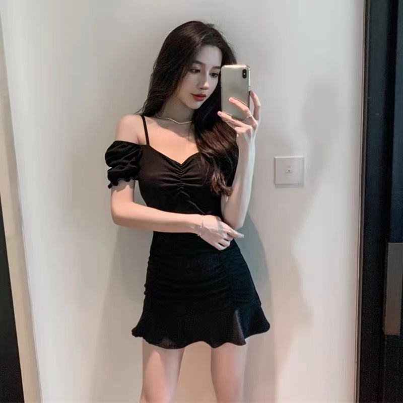 Đầm PERTY tay ngắn hai dây phong cách Hàn Quốc mới xinh xắn thời trang mùa hè dành cho nữ