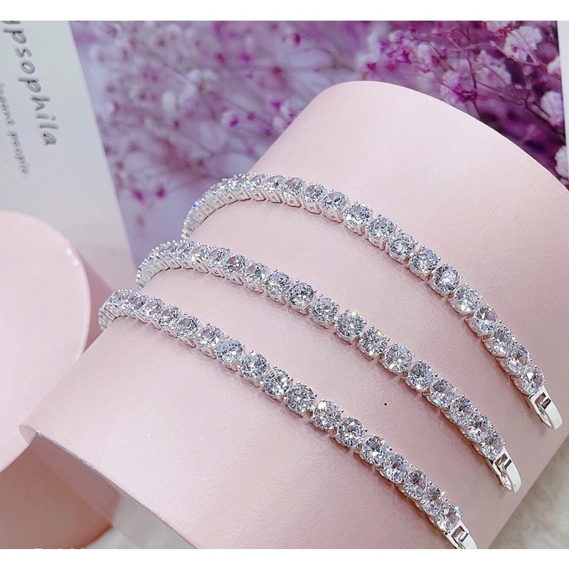 lắc tay full đá size đá to 4li BẠC CAO CẤP