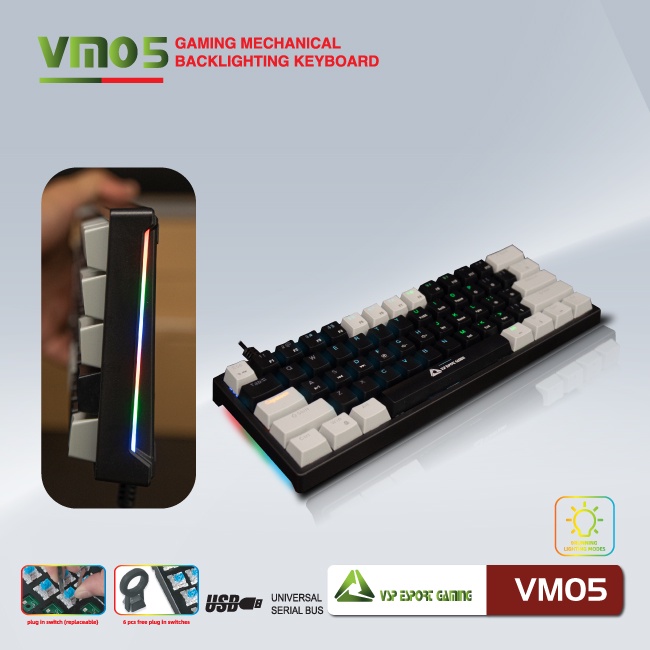 Phím Cơ VSP VM05 Mini Đen Xám