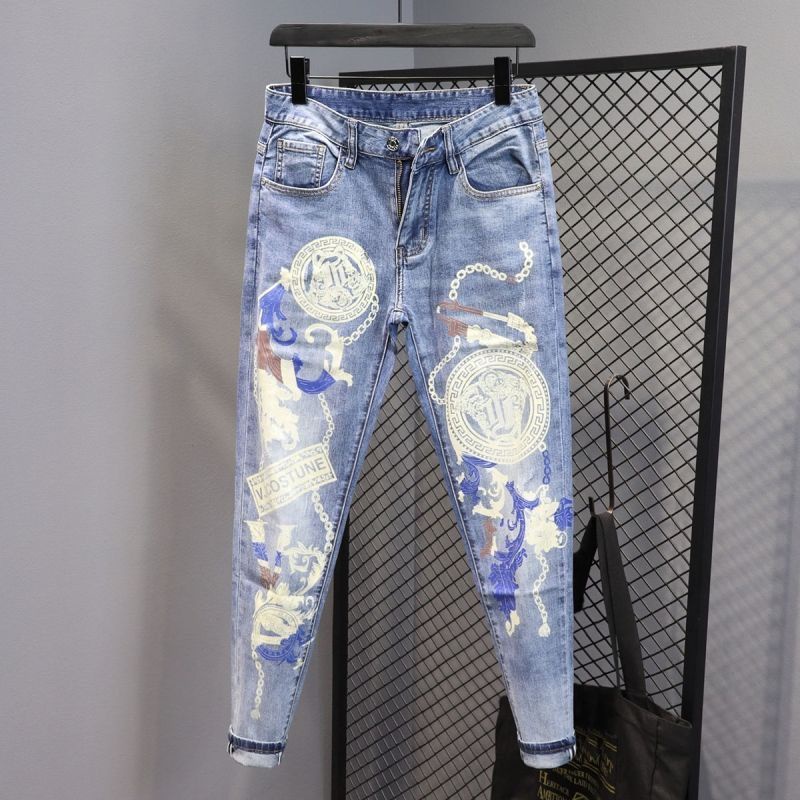 Quần Jeans Dài In Họa Tiết Graffiti Thời Trang Thu Đông Phong Cách Đường Phố Mới Cho Nam