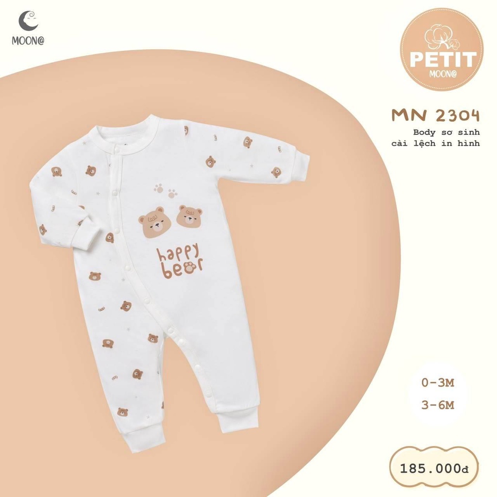 Body sơ sinh cài lệch dài tay Moon@ Petit cho bé