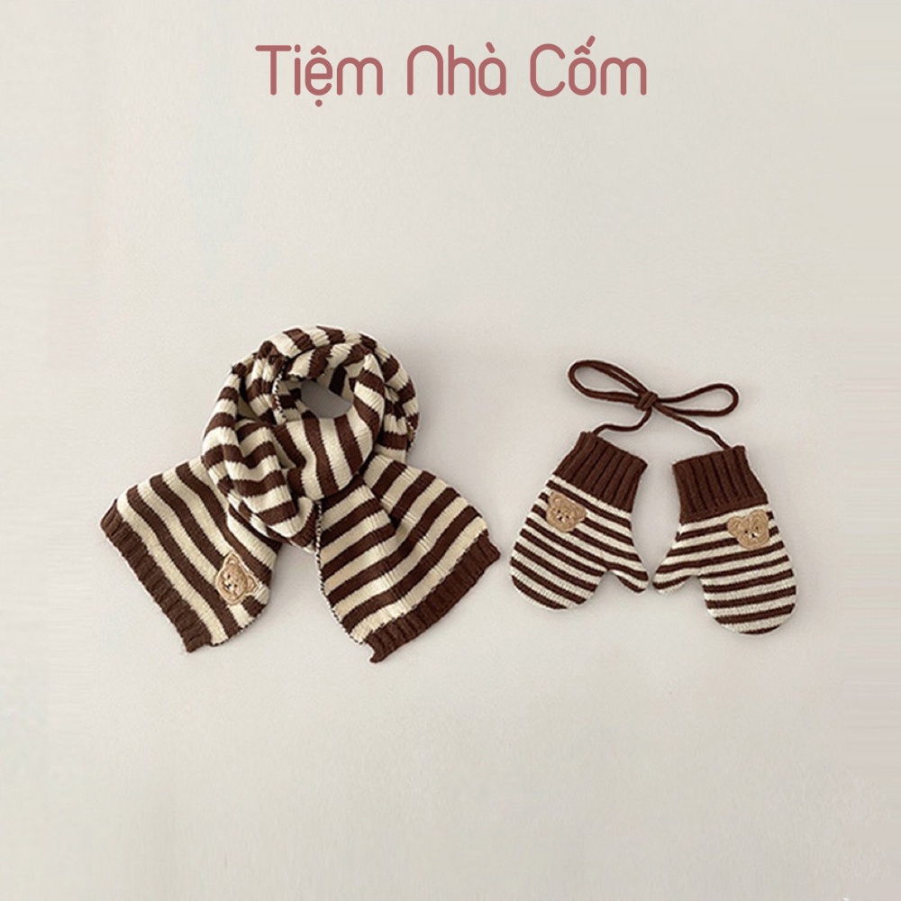 Set khăn + găng tay mùa đông cho bé trai, bé gái siêu xinh