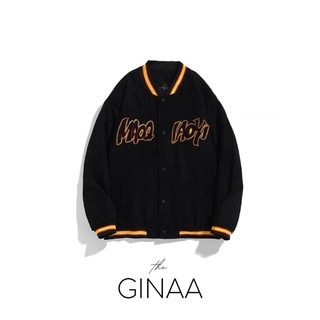 Áo bomber nhung tăm đen hình in unisex