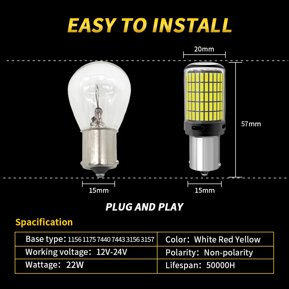 Set 2 Đèn LED Phanh 1156 PY21W 1157 BAY15D P21 / 5W 150LED 4014 SMD Canbus 7440 7443 W21 / 5W 12V Siêu Sáng Dành Cho Ô Tô
