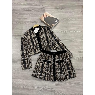 Set dạ đen phối nhung sang chảnh