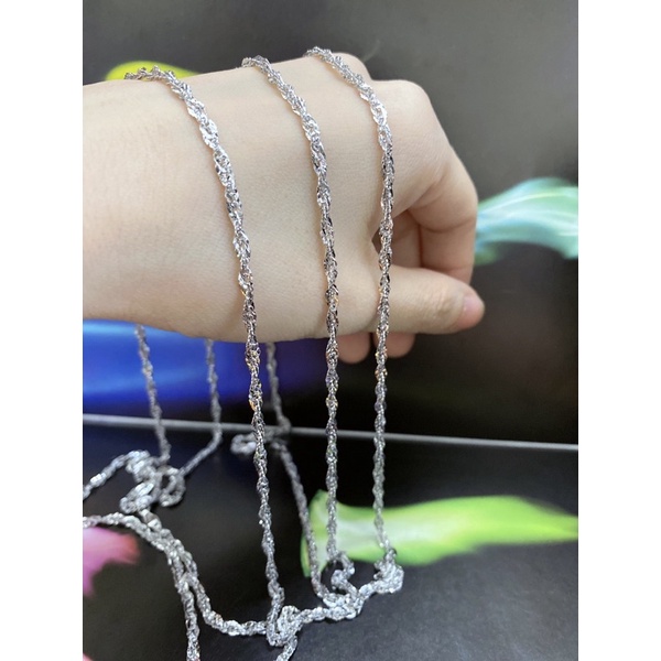 Dây chuyền xoắn bản 3 li xi bạch kim - Bạc Ý 925 xi bạch kim