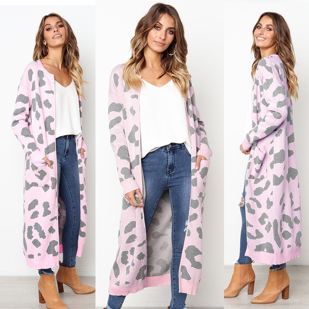 Áo Khoác Cardigan Họa Tiết Da Báo Phong Cách Mới 2021 Jinhua Shujin Cho Nữ
