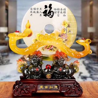 Tỳ hưu phong thuỷ cõng gậy như ý , trang trí phòng khách, làm quà tặng, tân gia lễ tết