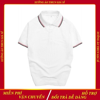 Áo thun có cổ nữ vải cá sấu thái màu trắng