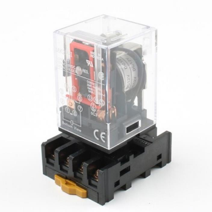 Rơ le trung gian MK3P-I relay kiếng 11 chân tròn điện áp 220VAC, 24VDC, 12VDC giá rẻ tặng kèm chân đế PF113A