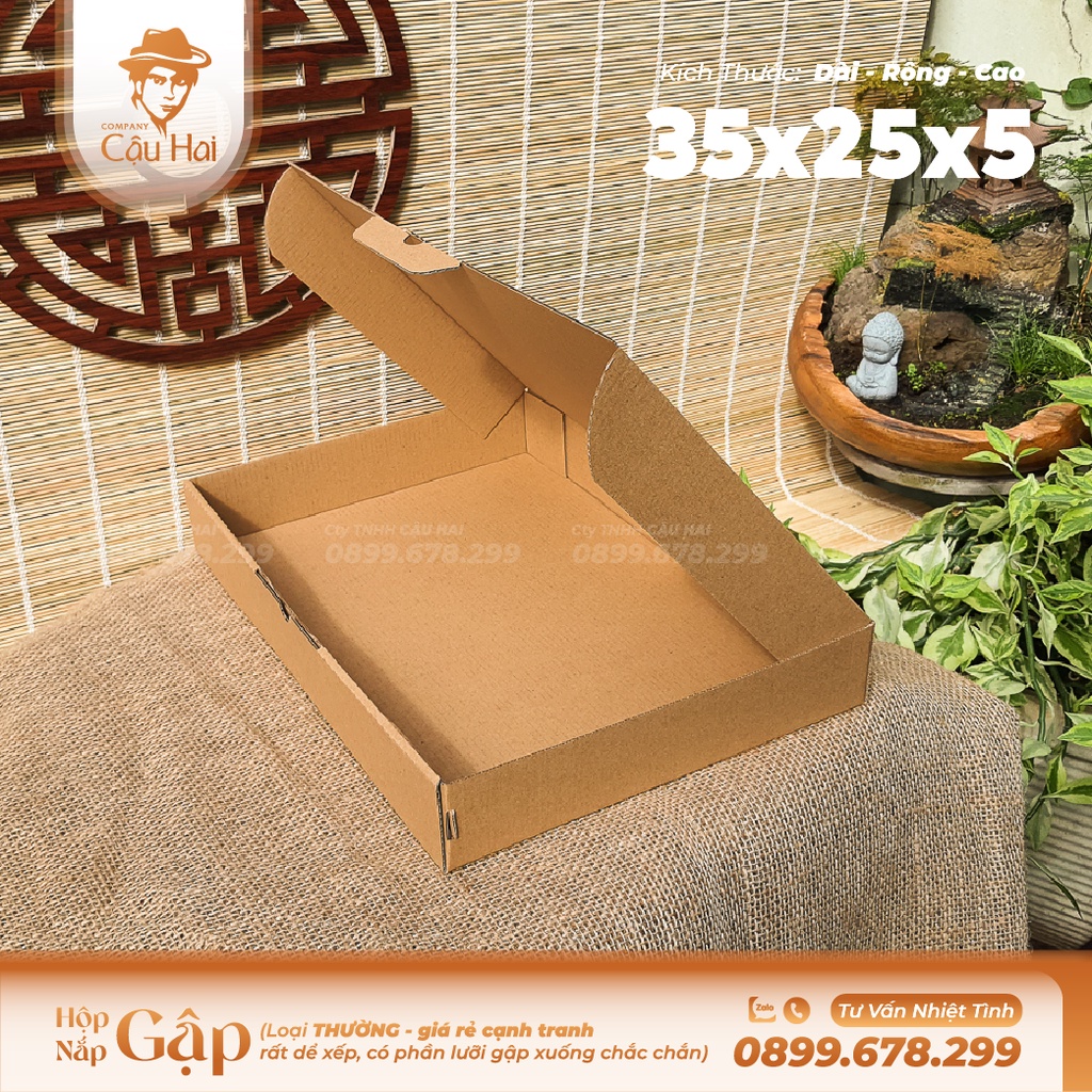Set 50 hộp carton nắp GẬP 35x25x5