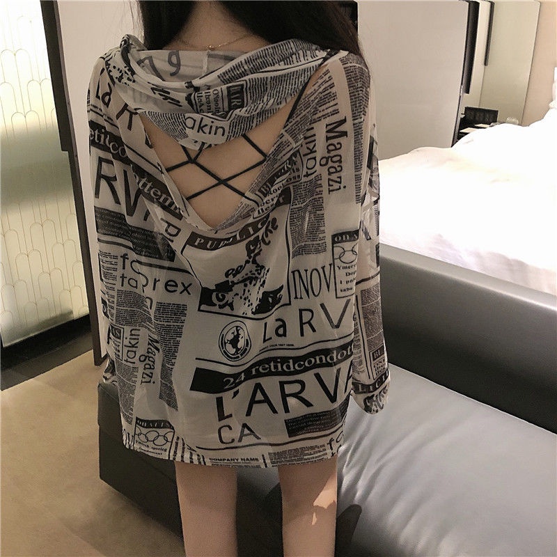 Áo Hoodie Chống Nắng Tay Dài Dáng Rộng Thời Trang Mùa Hè