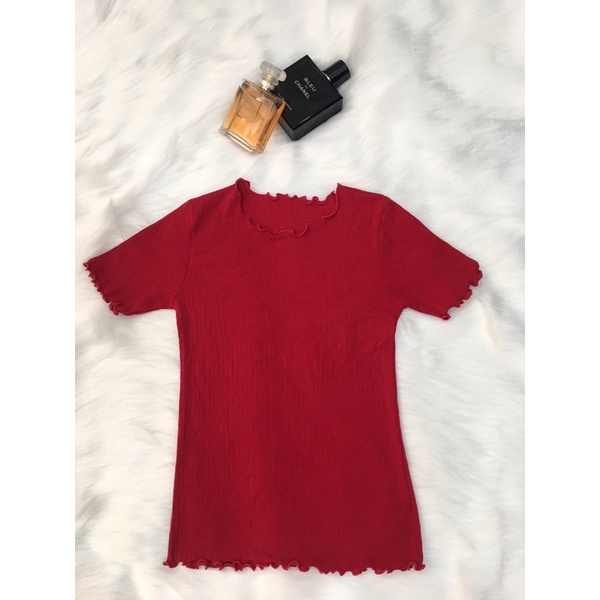 Áo montoghi 2 hand màu đỏ may mắn- Size S