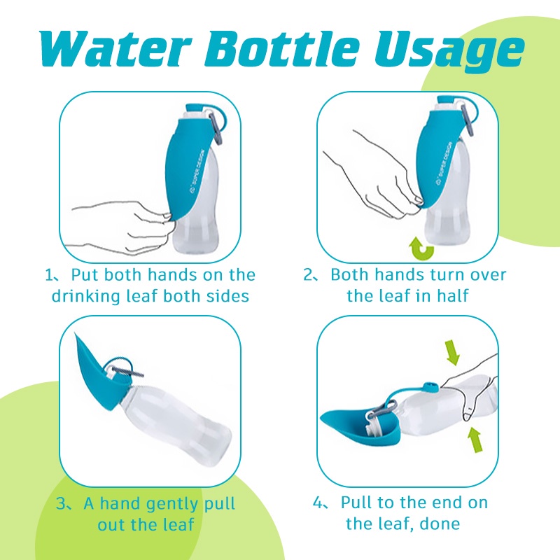 HamshMoc Bình Uống Nước Cho Thú Cưng Bằng Silicone 580Ml