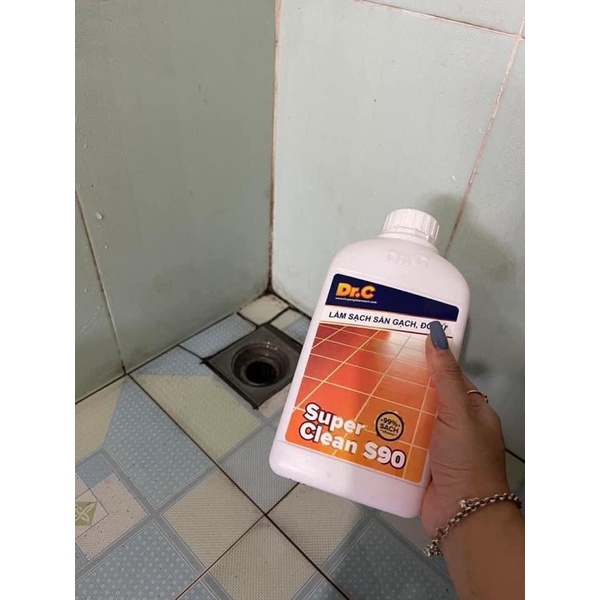 Làm sạch sàn gạch, thiết bị men sứ Dr.C CHÍNH HÃNG - Super Clean S90 Tẩy Xi Măng, Vôi Vữa Trên Bề Mặt Sàn Gạch